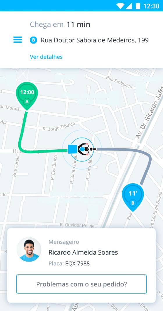 Entrega sendo realizada pelo aplicativo